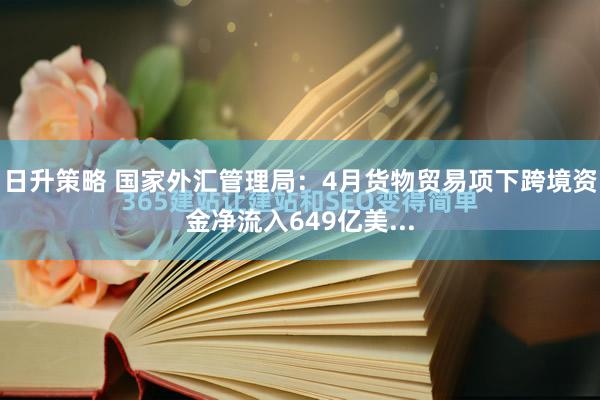 日升策略 国家外汇管理局：4月货物贸易项下跨境资金净流入649亿美...