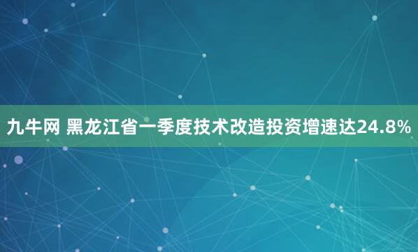 九牛网 黑龙江省一季度技术改造投资增速达24.8%